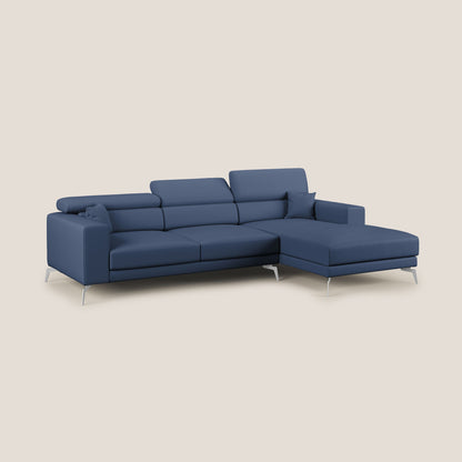 Blade Divano moderno angolare con poggiatesta reclinabili in Ecopelle T04 blu