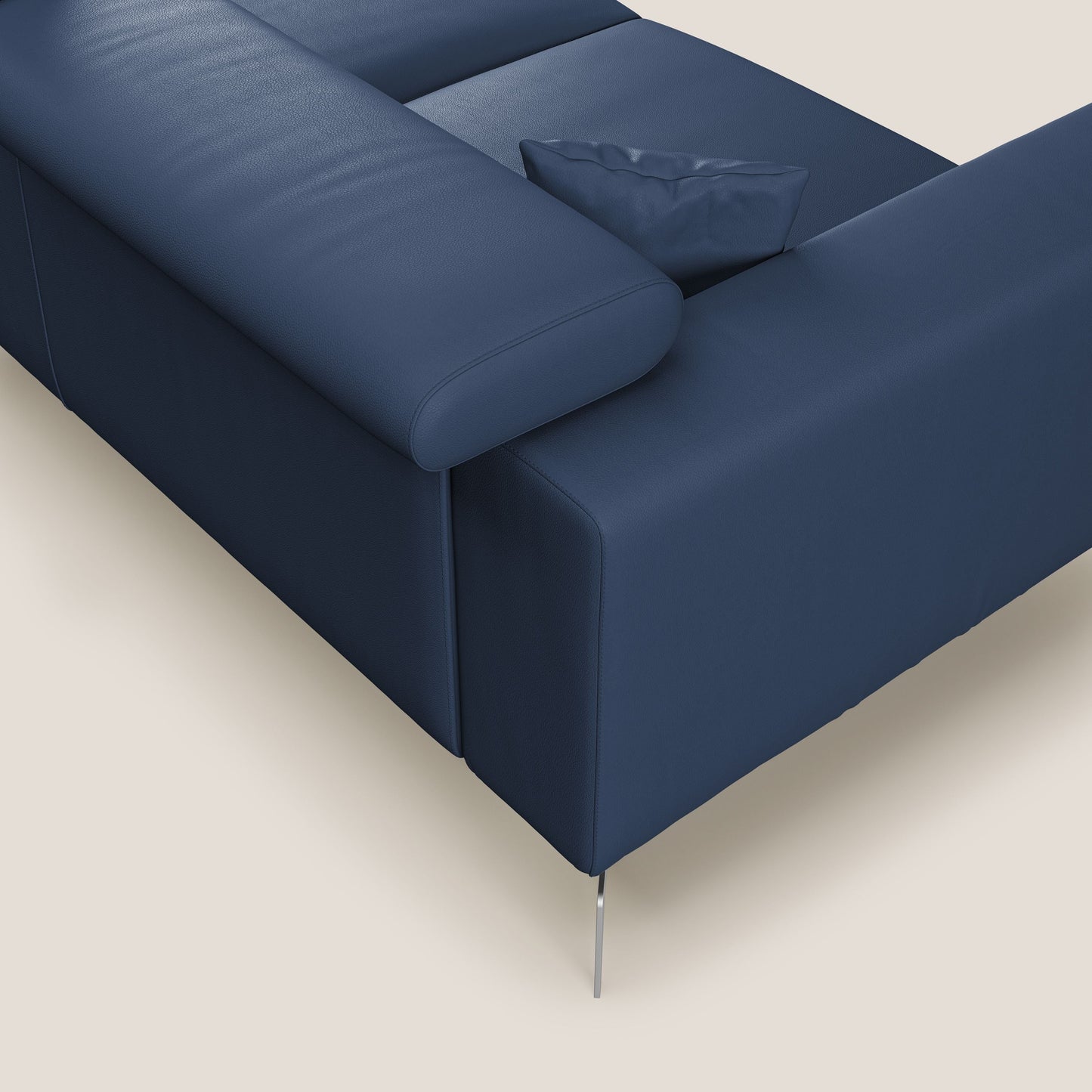 Blade Divano moderno angolare con poggiatesta reclinabili in Ecopelle T04 blu