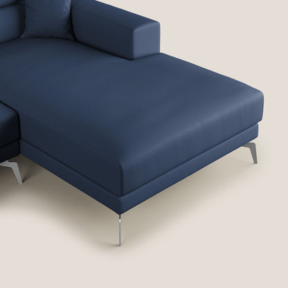 Blade Divano moderno angolare con poggiatesta reclinabili in Ecopelle T04 blu