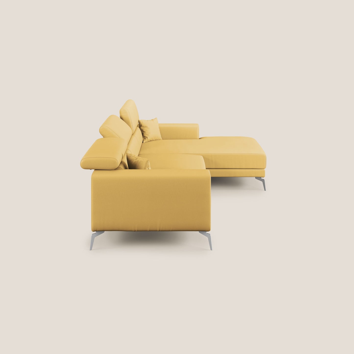 Blade Divano moderno angolare con poggiatesta reclinabili in Ecopelle T04 giallo