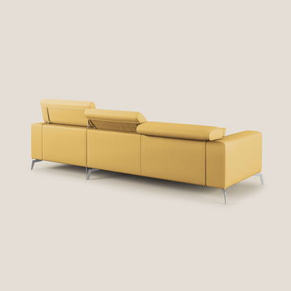 Blade Divano moderno angolare con poggiatesta reclinabili in Ecopelle T04 giallo