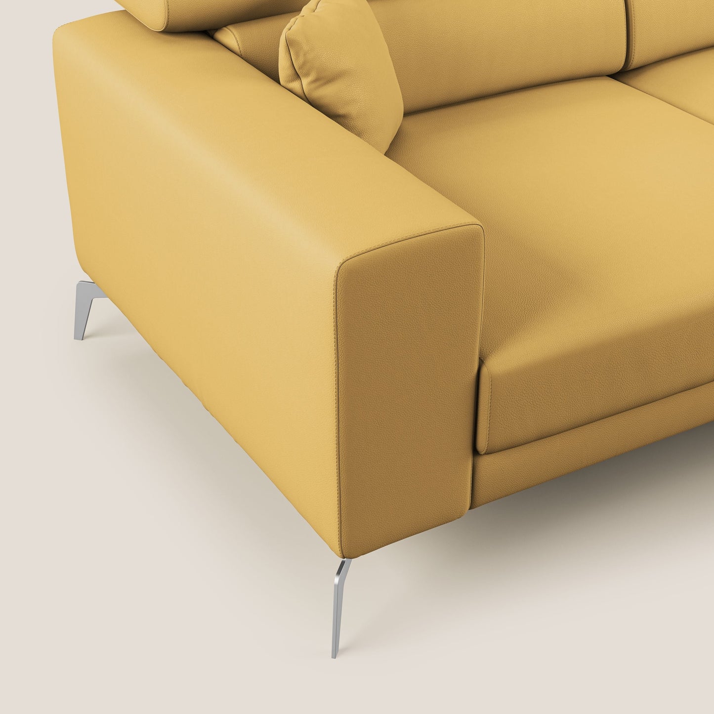 Blade Divano moderno angolare con poggiatesta reclinabili in Ecopelle T04 giallo