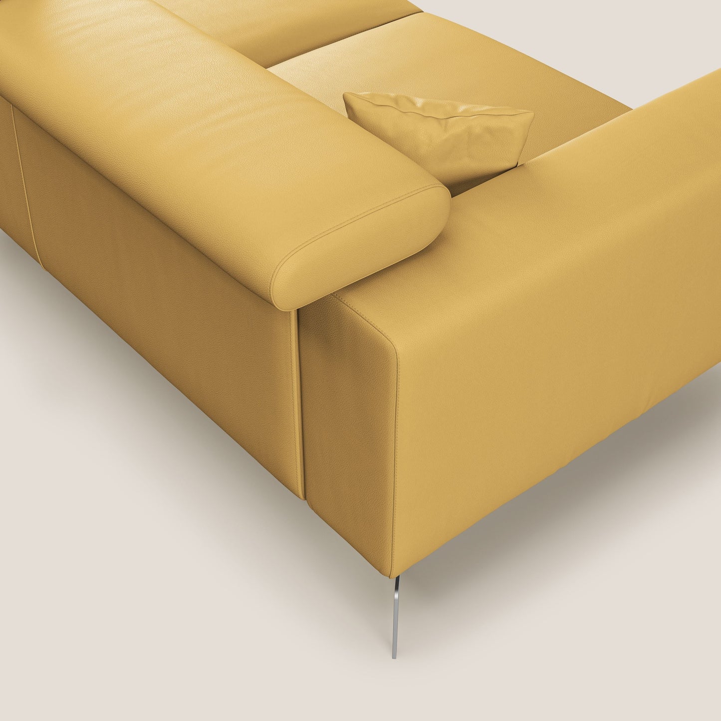 Blade Divano moderno angolare con poggiatesta reclinabili in Ecopelle T04 giallo