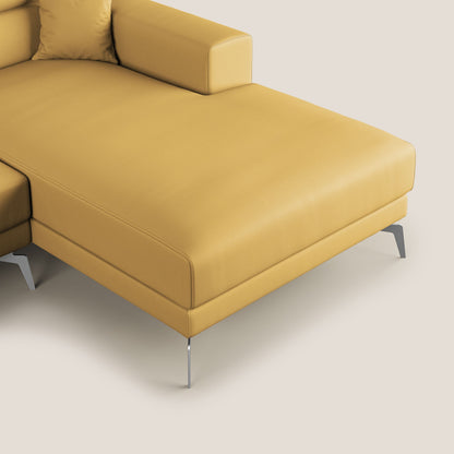 Blade Divano moderno angolare con poggiatesta reclinabili in Ecopelle T04 giallo