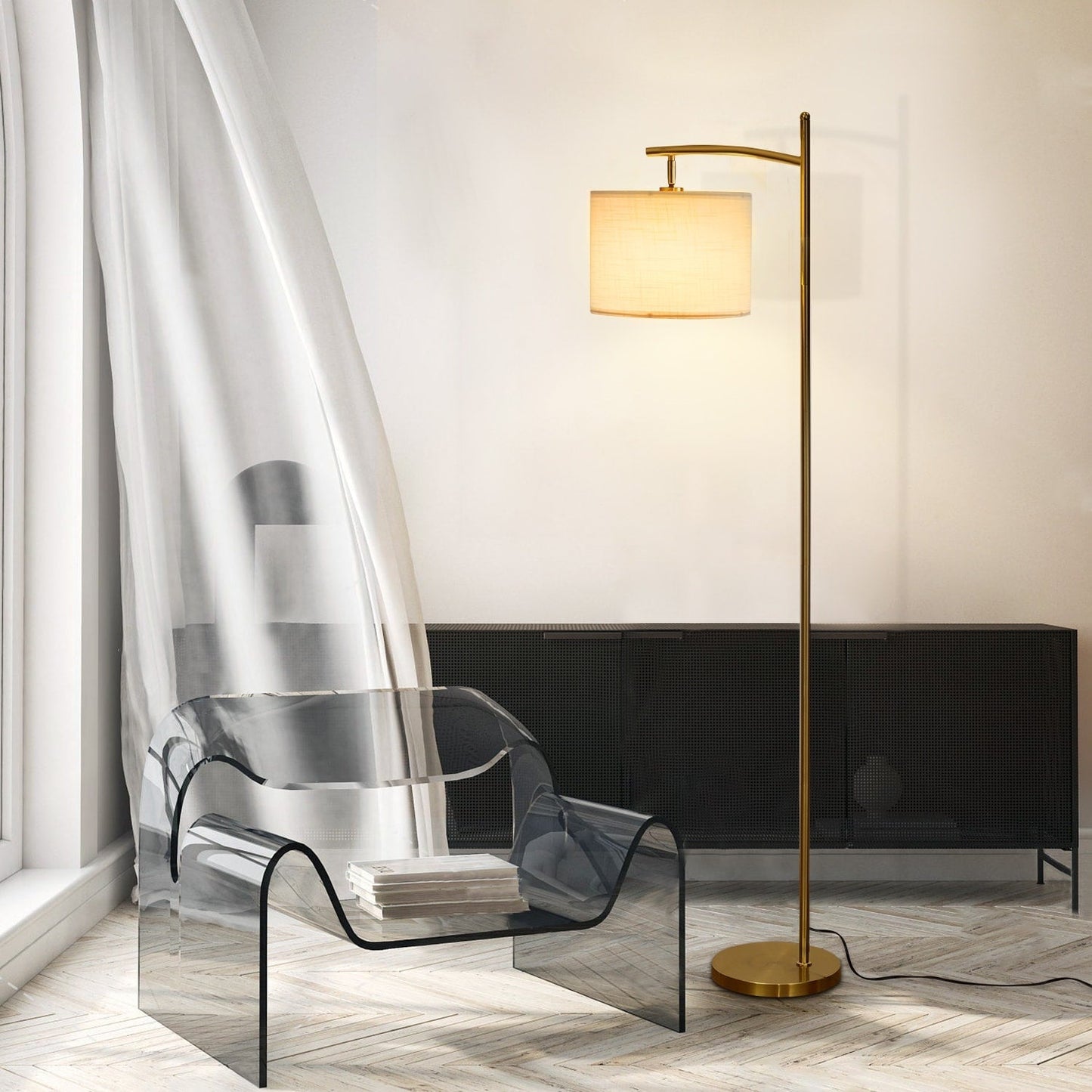 Netin 66 Arched Floor Lamp with Remote and Able to Rotate Lamp Shade