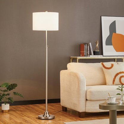 KAWOTI 63.5 Standard Adjustable Floor Lamp with Fabric Linen Shade