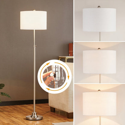 KAWOTI 63.5 Standard Adjustable Floor Lamp with Fabric Linen Shade