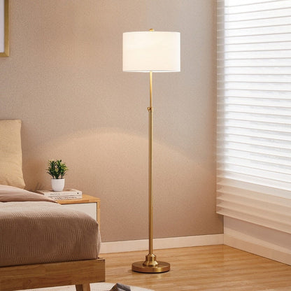 KAWOTI 63.5 Standard Adjustable Floor Lamp with Fabric Linen Shade