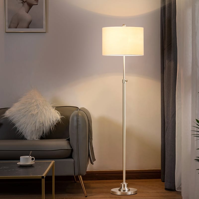 KAWOTI 63.5 Standard Adjustable Floor Lamp with Fabric Linen Shade