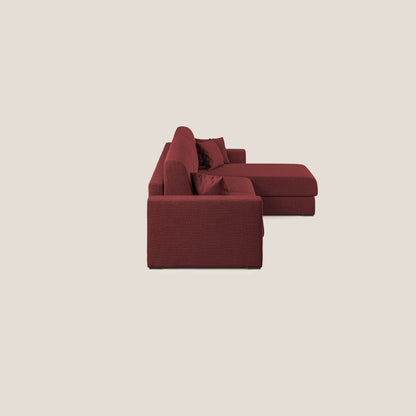 Best Divano letto angolare con penisola in tessuto smacchiabile QuickClean T08 rosso