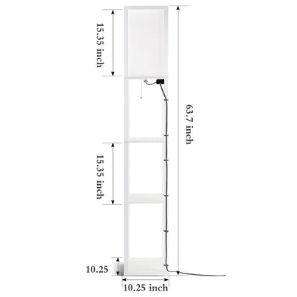 63 Floor Lamp with Shelves - Living Room Light with Wooden Storage Shelves
