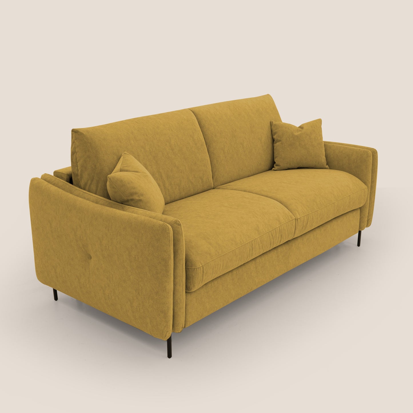 Gregory Divano letto con materasso h18 cm in microfibra effetto velluto impermeabile T09 giallo 