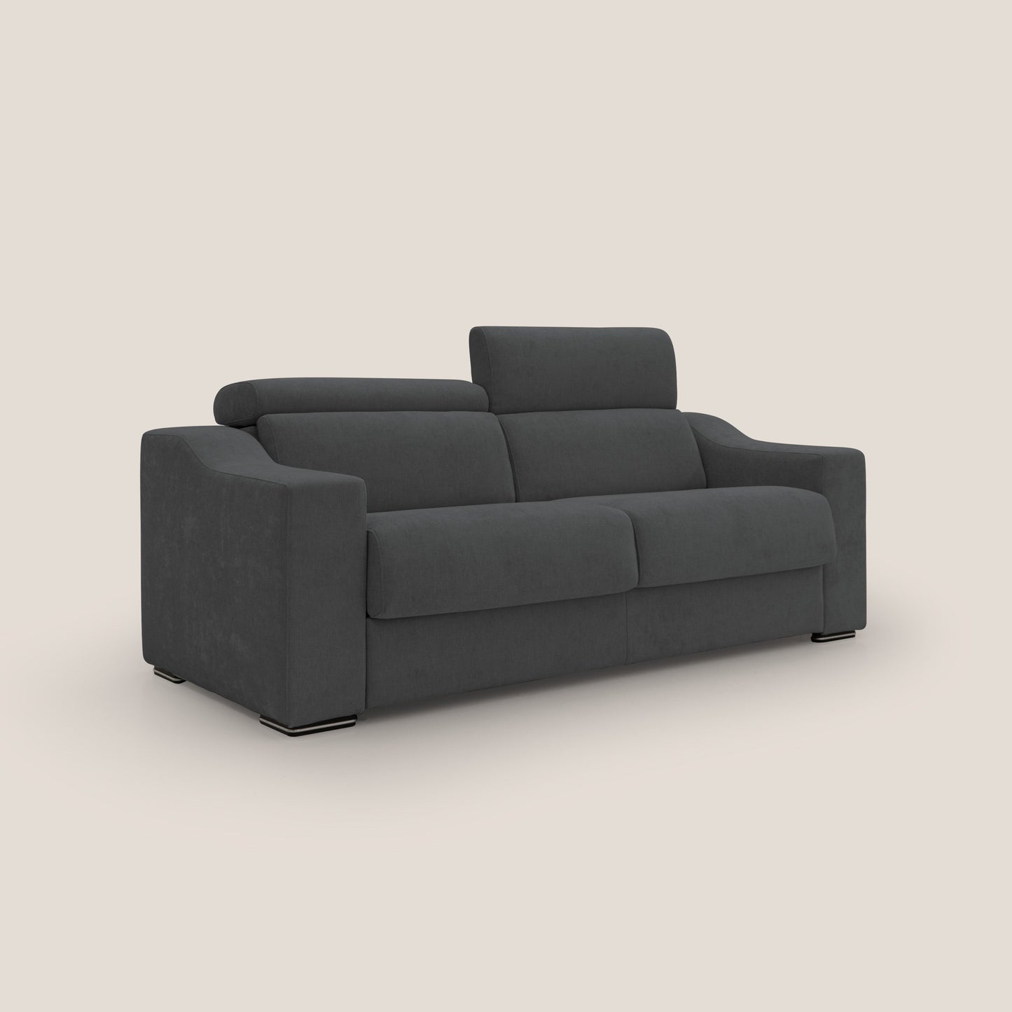 Bomber divano letto matrimoniale con poggiatesta in tessuto impermeabile T14 antracite 