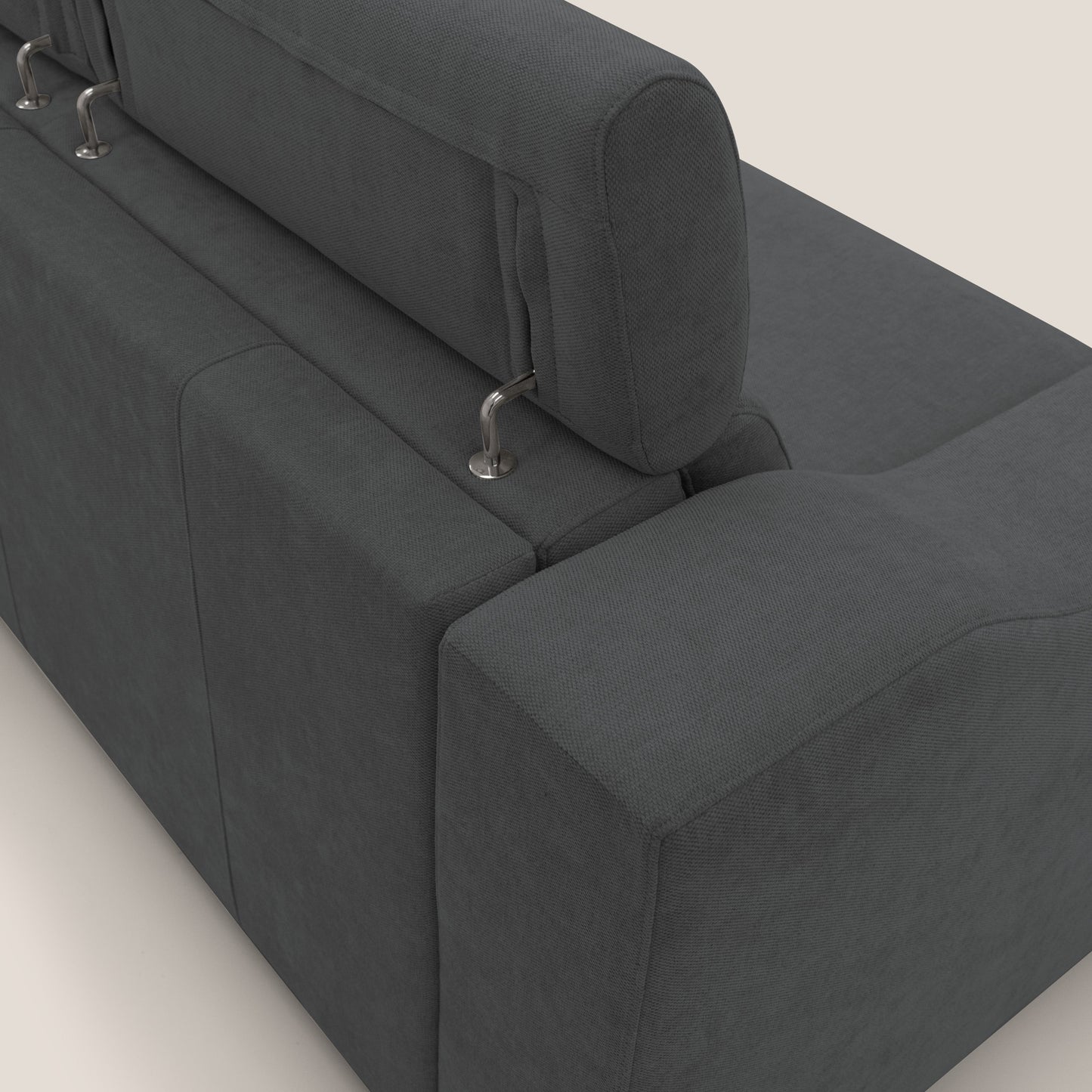 Bomber divano letto matrimoniale con poggiatesta in tessuto impermeabile T14 antracite 