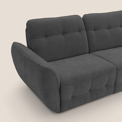 Cerbero divano angolare con pouf mobile in morbido bouclé impermeabile T07 antracite