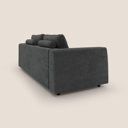 Freia Divano letto minimal materasso h15 cm con morbidi schienali in tessuto impermeabile T14 antracite