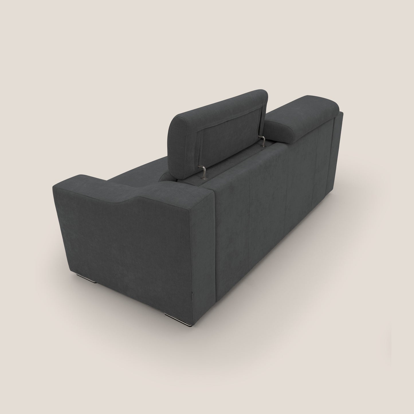 Bomber divano letto matrimoniale con poggiatesta in tessuto impermeabile T14 antracite 