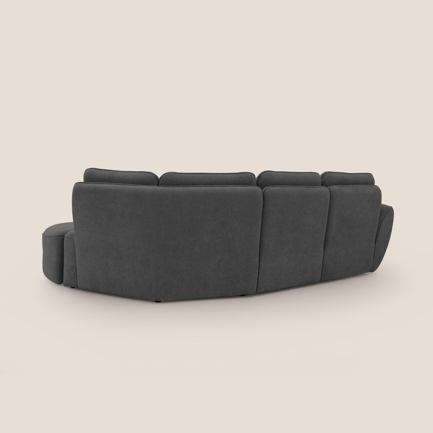 Cerbero divano angolare con pouf mobile in morbido bouclé impermeabile T07 antracite