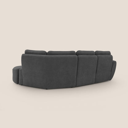 Cerbero divano angolare con pouf mobile in morbido bouclé impermeabile T07 antracite