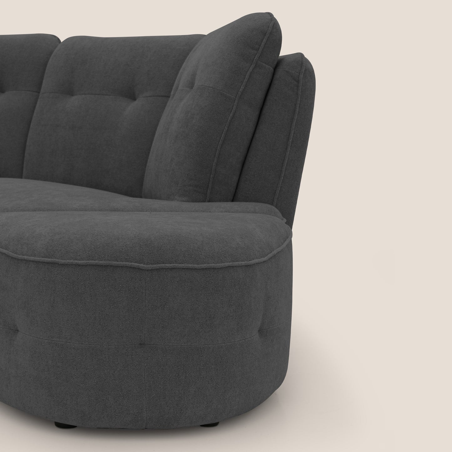 Cerbero divano angolare con pouf mobile in morbido bouclé impermeabile T07 antracite