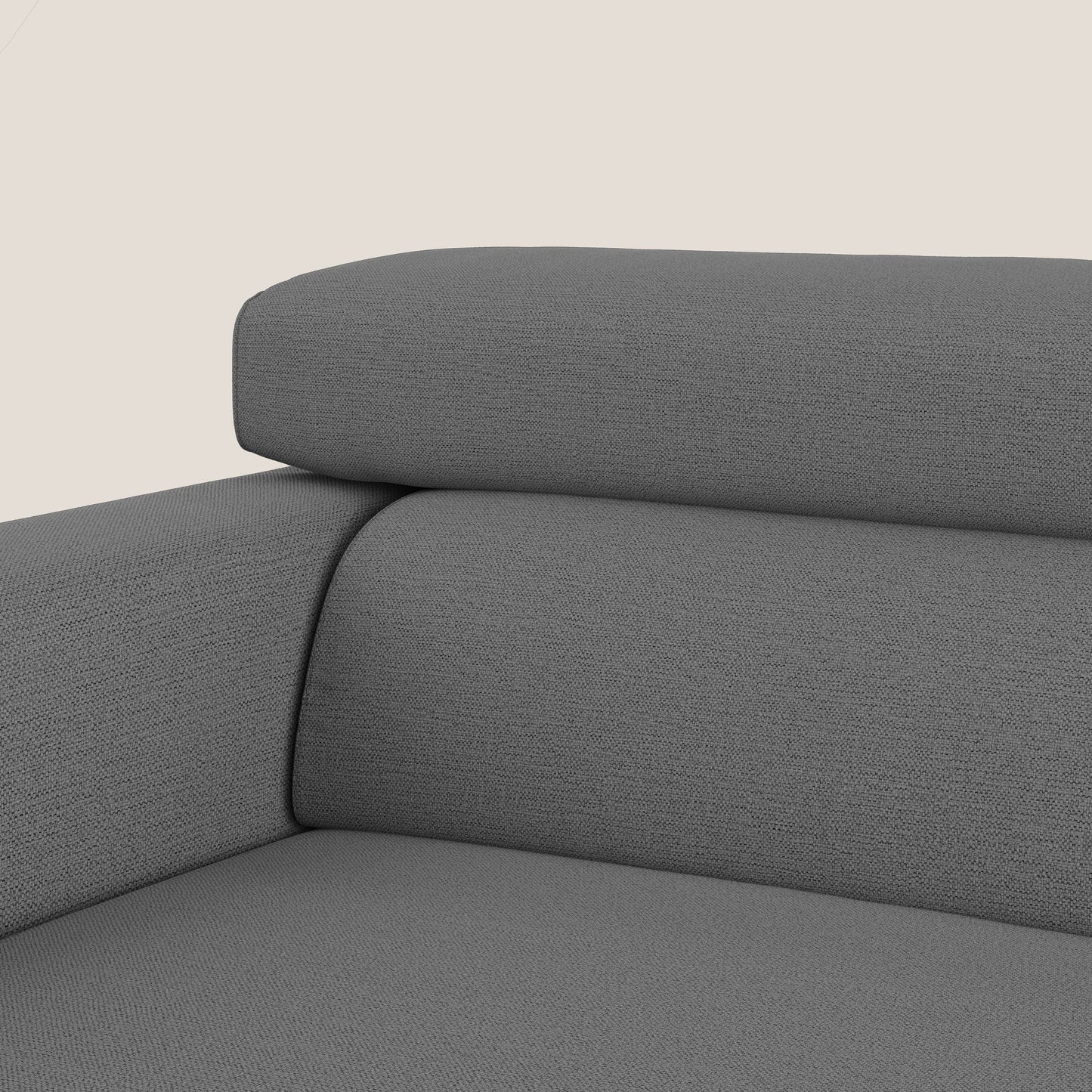 Dylan divano allungabile con pouf estraibile poggiapiedi in tessuto fiammato simil cotone impermeabile T19 antracite