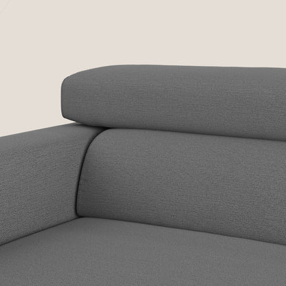 Dylan divano allungabile con pouf estraibile poggiapiedi in tessuto fiammato simil cotone impermeabile T19 antracite