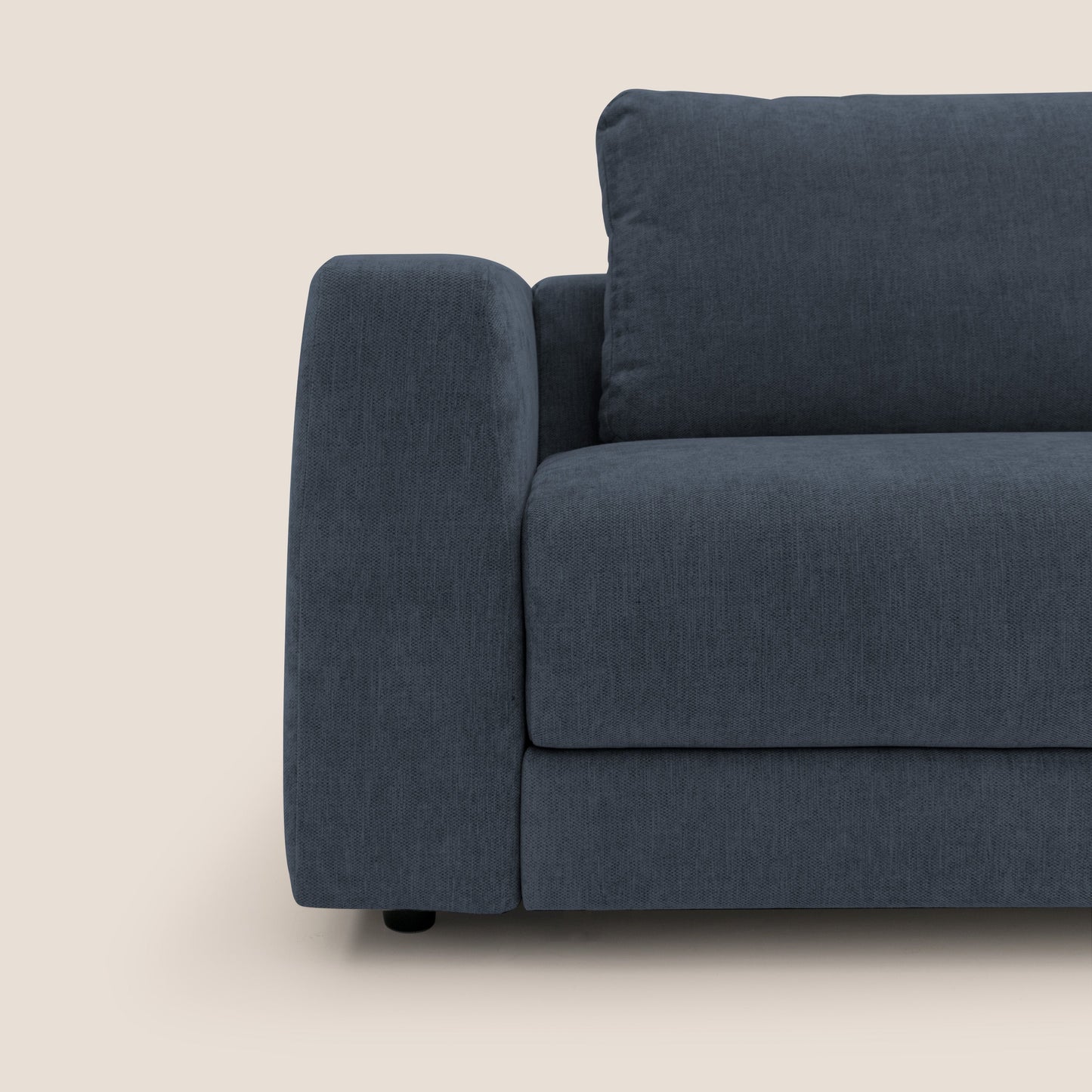 Freia Divano letto minimal materasso h15 cm con morbidi schienali in tessuto impermeabile T14 blu