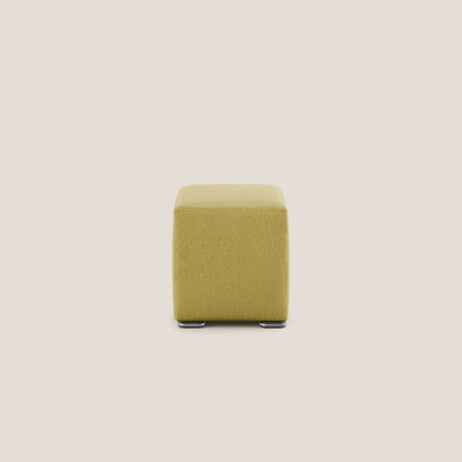 Pouf Cube in tessuto morbido smacchiabile T05 giallo