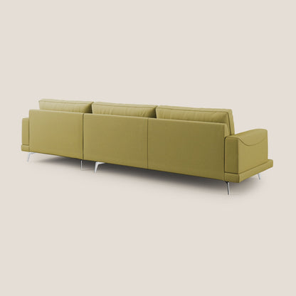 Dorian divano moderno angolare con penisola in tessuto morbido antimacchia T05 giallo