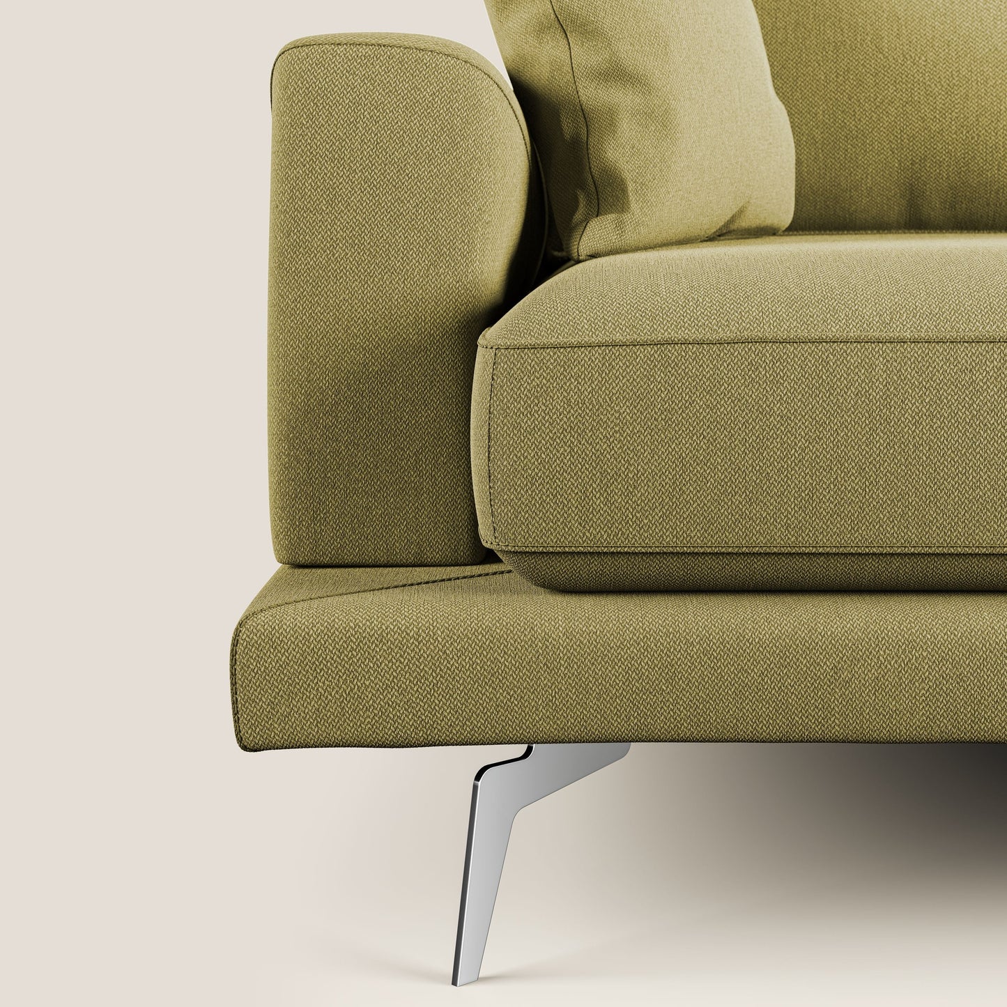 Dorian divano moderno angolare con penisola in tessuto morbido antimacchia T05 giallo