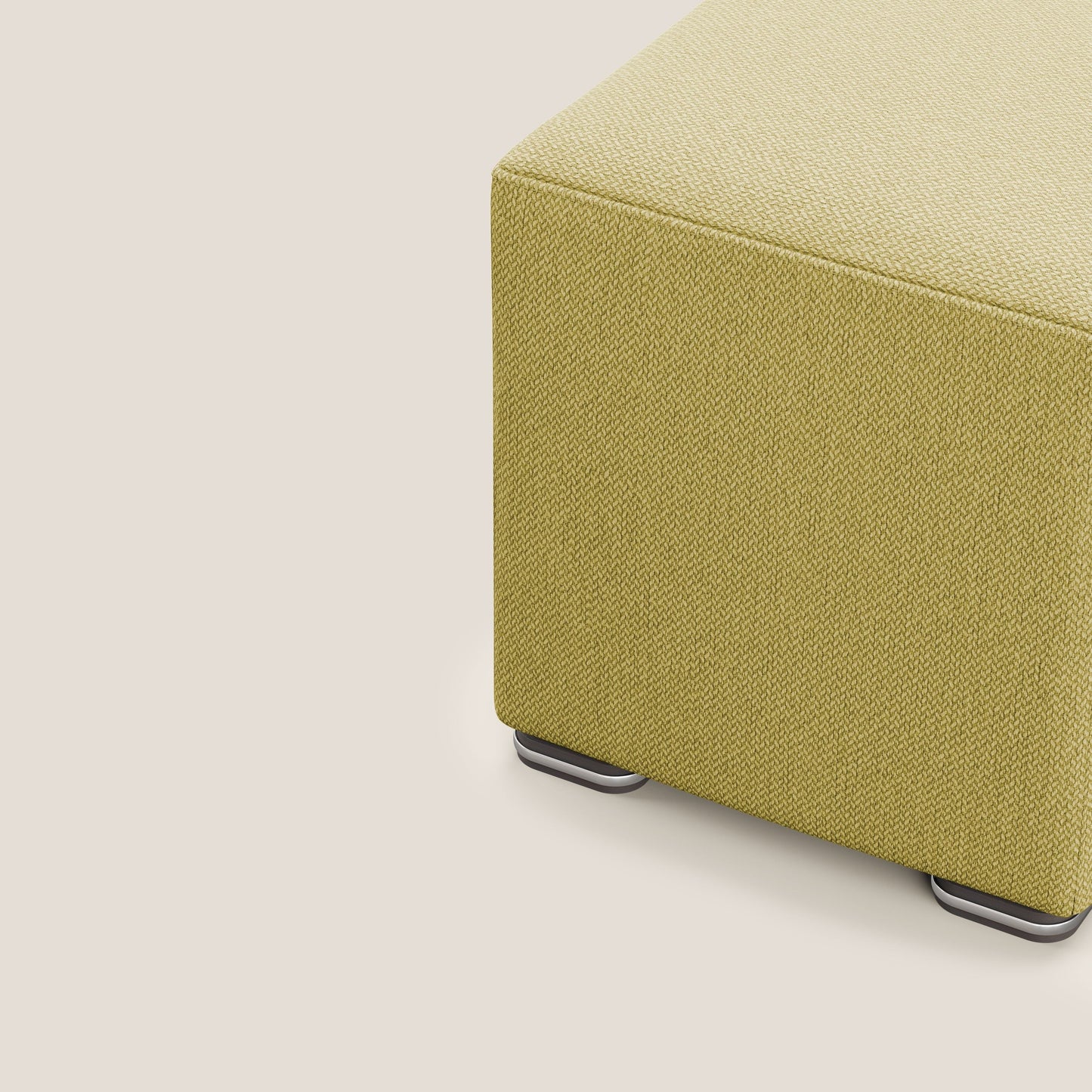 Pouf Cube in tessuto morbido smacchiabile T05 giallo