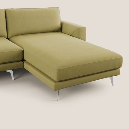 Dorian divano moderno angolare con penisola in tessuto morbido antimacchia T05 giallo