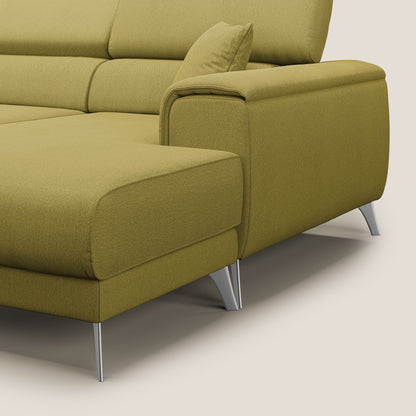 Fusion Divano angolare con sedute scorrevoli in tessuto morbido smaltabile T05 giallo