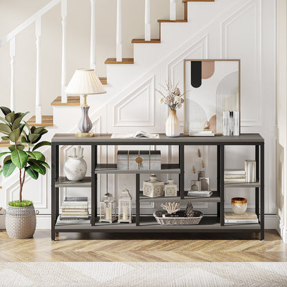70.9 inch Console Sofa Table with Storage, 3-Tier Entryway Table for Hallway