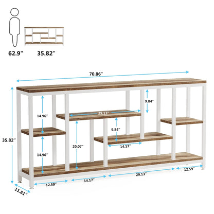 70.9 inch Console Sofa Table with Storage, 3-Tier Entryway Table for Hallway