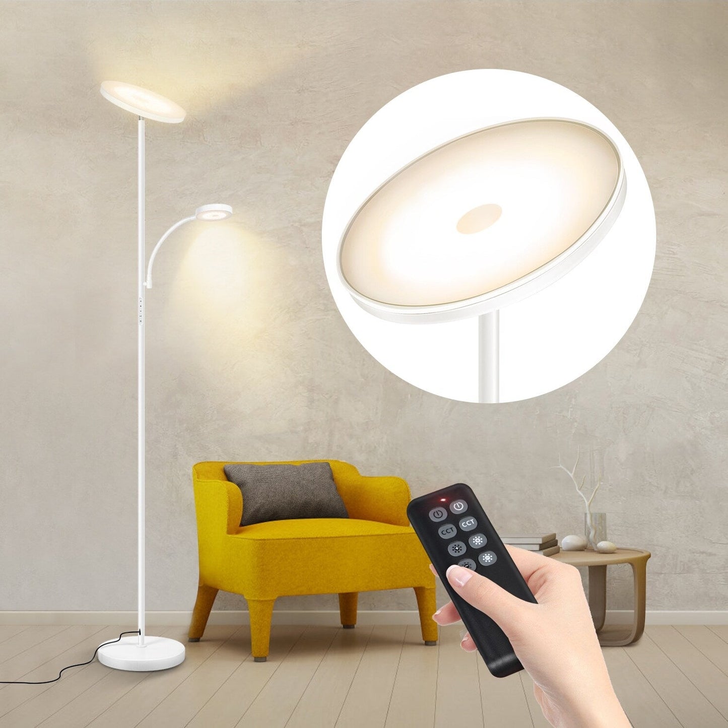 70 LED Torchiere Floor Lamp with Touch Control and Remote - N/A