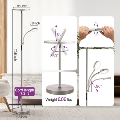 70 LED Torchiere Floor Lamp with Touch Control and Remote - N/A