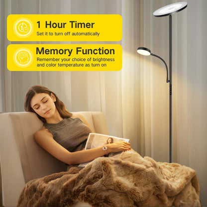 70 LED Torchiere Floor Lamp with Touch Control and Remote - N/A