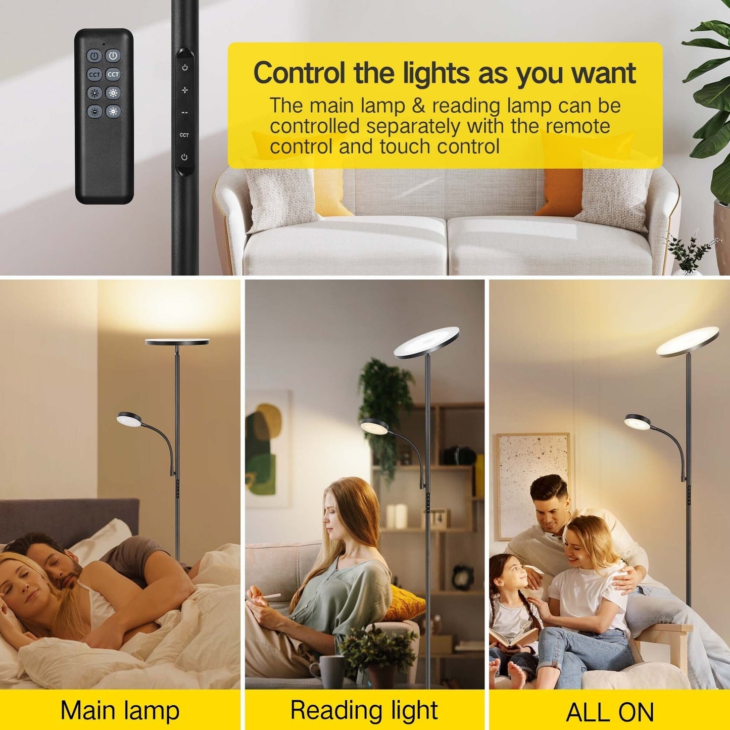 70 LED Torchiere Floor Lamp with Touch Control and Remote - N/A