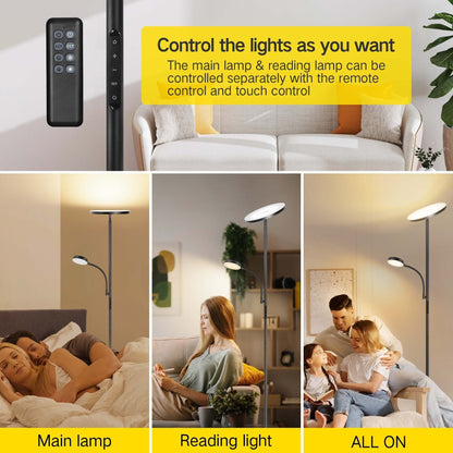 70 LED Torchiere Floor Lamp with Touch Control and Remote - N/A