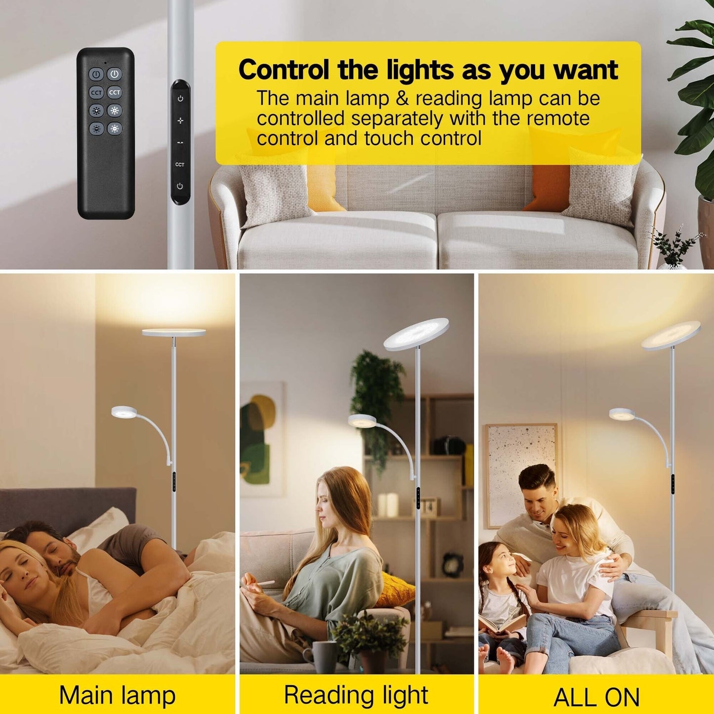 70 LED Torchiere Floor Lamp with Touch Control and Remote - N/A