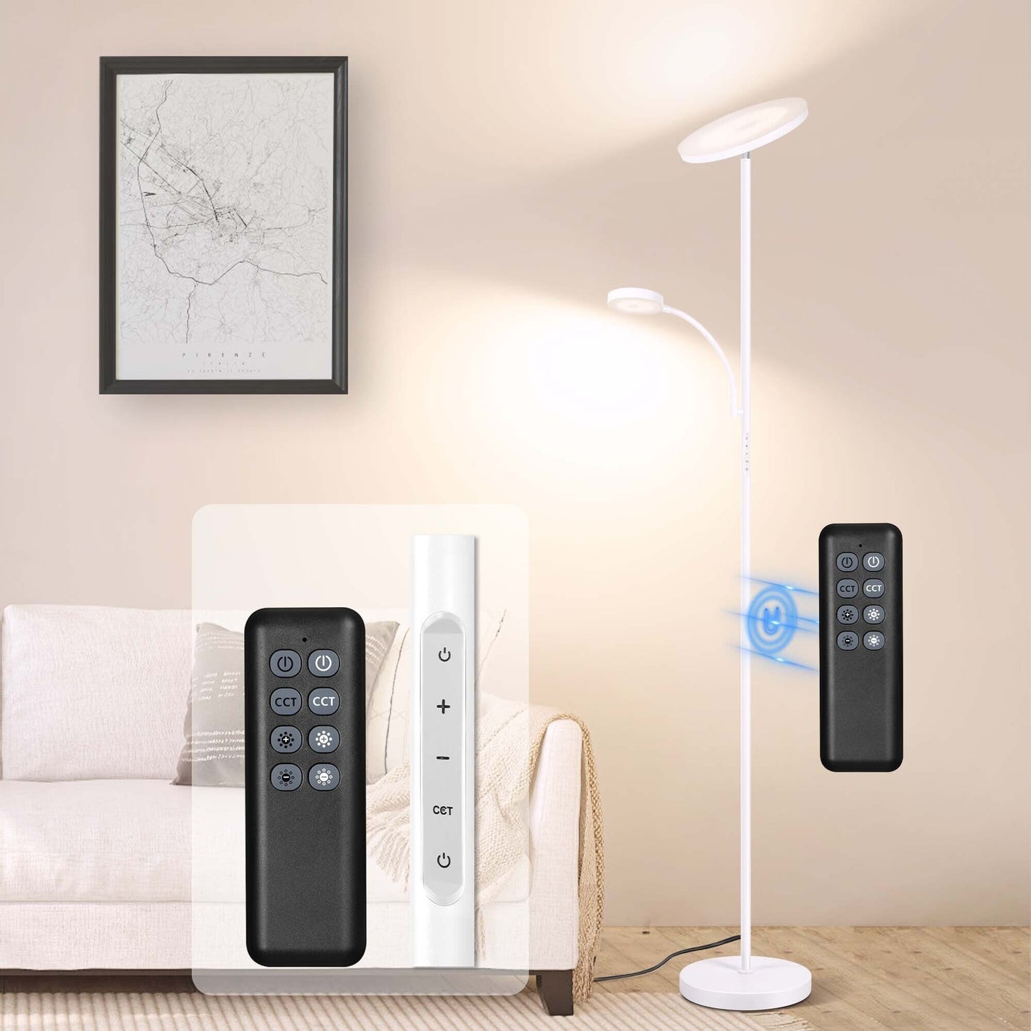 70 LED Torchiere Floor Lamp with Touch Control and Remote - N/A