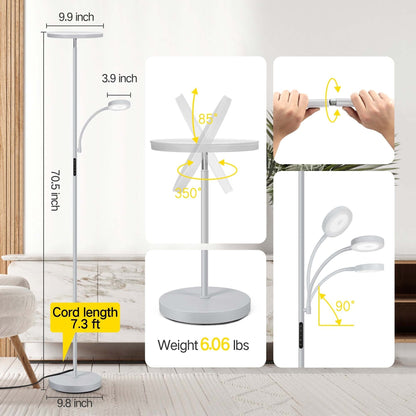 70 LED Torchiere Floor Lamp with Touch Control and Remote - N/A