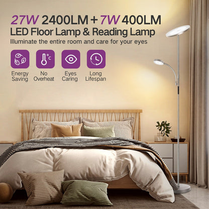 70 LED Torchiere Floor Lamp with Touch Control and Remote - N/A