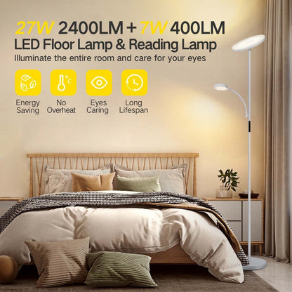 70 LED Torchiere Floor Lamp with Touch Control and Remote - N/A