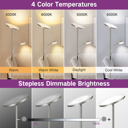 70 LED Torchiere Floor Lamp with Touch Control and Remote - N/A