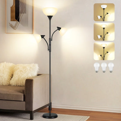 71'' Modern Torchiere Floor Lamp with Adjustable Reading Lights - N/A