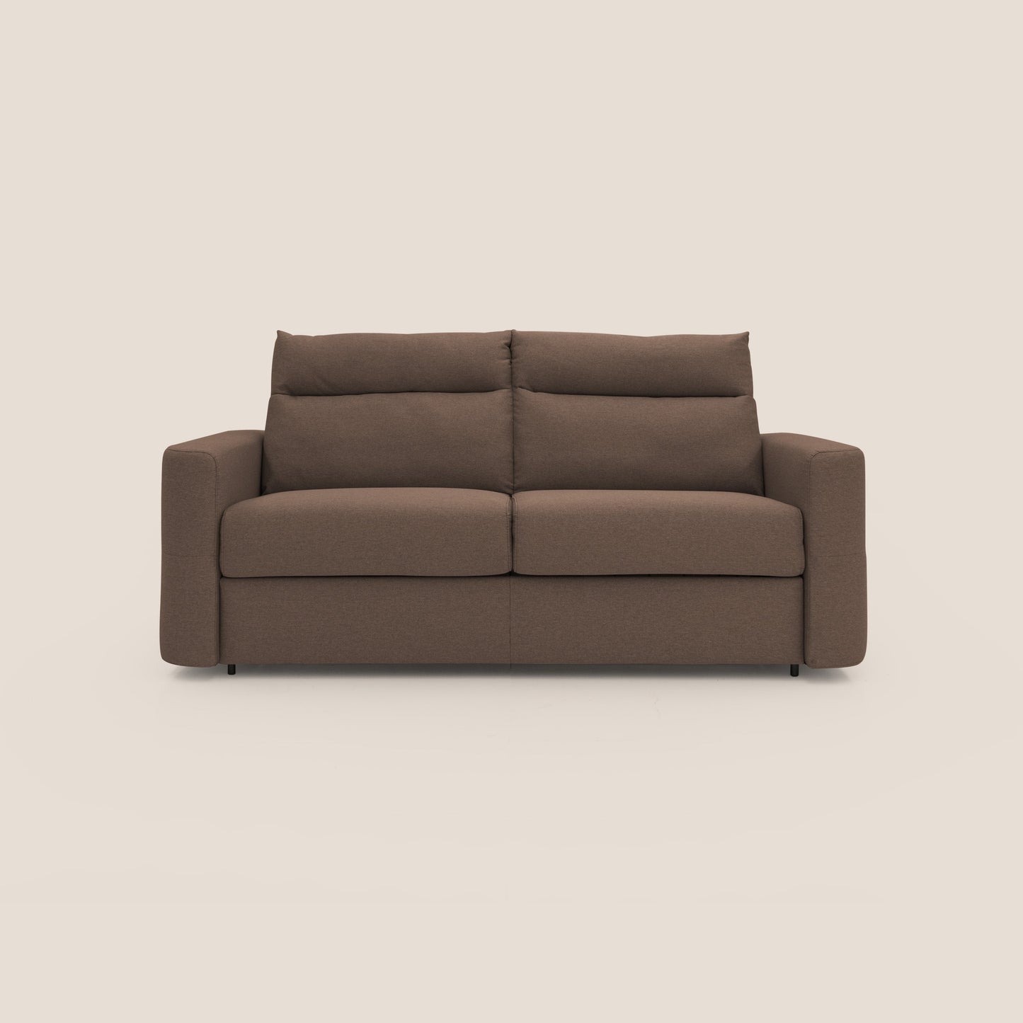 Cupido Divano letto materasso H18 cm e schienale alto in tessuto impermeabile simil cotone T13 marrone