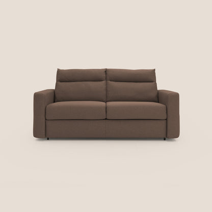 Cupido Divano letto materasso H18 cm e schienale alto in tessuto impermeabile simil cotone T13 marrone