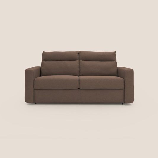 Cupido Divano letto materasso H18 cm e schienale alto in tessuto impermeabile simil cotone T13 marrone